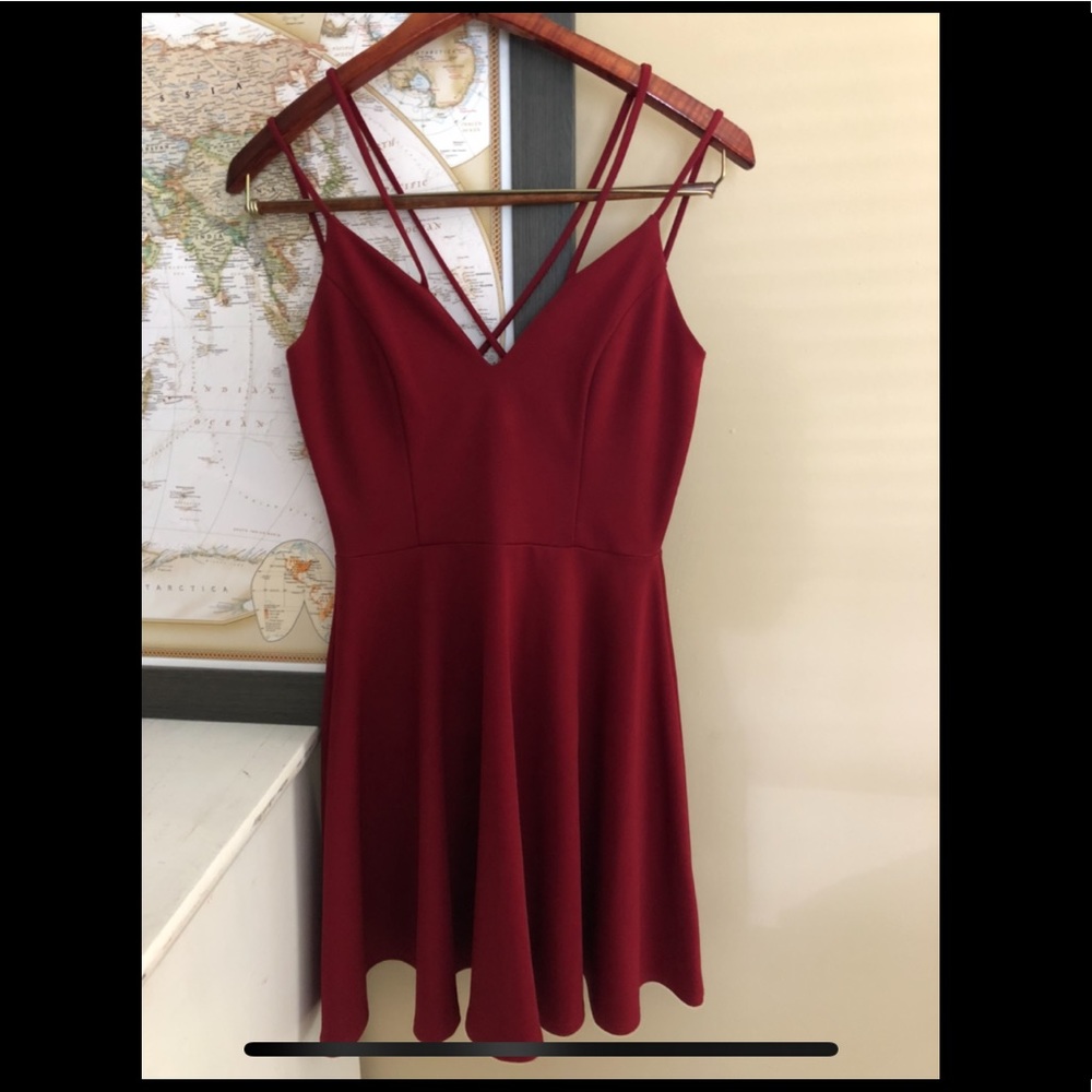 Burgundy wine cocktail dress